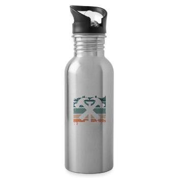 Papa Dachdecker Vater Dachdecken - Trinkflasche mit integriertem Trinkhalm - Lightsilver - Rechts