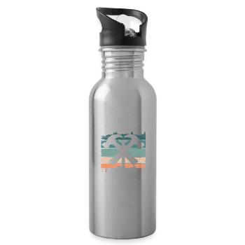 Papa Dachdecker Vater Dachdecken - Trinkflasche mit integriertem Trinkhalm - Lightsilver - Rechts