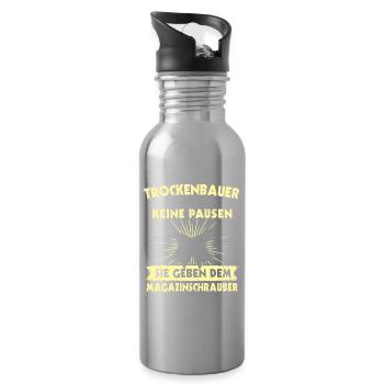 Trockenbauer Trockenbaumonteur Trockenbau - Trinkflasche mit integriertem Trinkhalm - Lightsilver - Rechts
