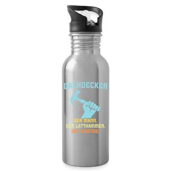 Dachdecker Dachspengler Legende Dachklempner - Trinkflasche mit integriertem Trinkhalm - Lightsilver - Rechts