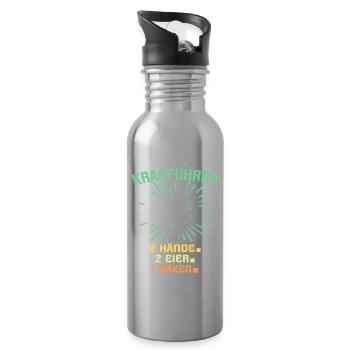 Kranführer Kran Kranfahrer - Trinkflasche mit integriertem Trinkhalm - Lightsilver - Rechts