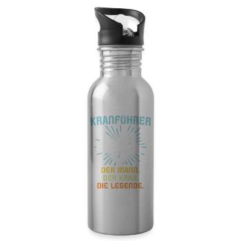 Kranführer Kran Kranfahrer Legende - Trinkflasche mit integriertem Trinkhalm - Lightsilver - Rechts