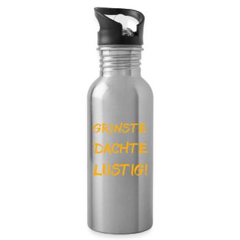 Ironische Sprüche Humor Gott Grinste - Trinkflasche mit integriertem Trinkhalm - Lightsilver - Rechts