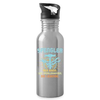 Spengler Beruf Bauspengler Sprüche - Trinkflasche mit integriertem Trinkhalm - Lightsilver - Rechts