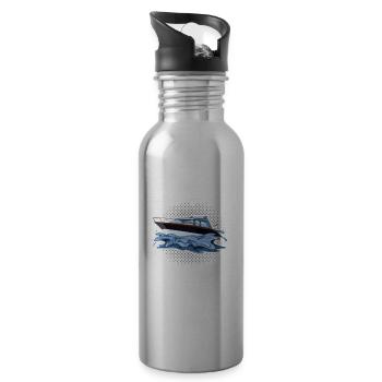 Captain Beer Boat Sayings - Water bottle with straw - silver - Right
