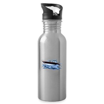 Captain Beer Boat Sayings - Water bottle with straw - silver - Right