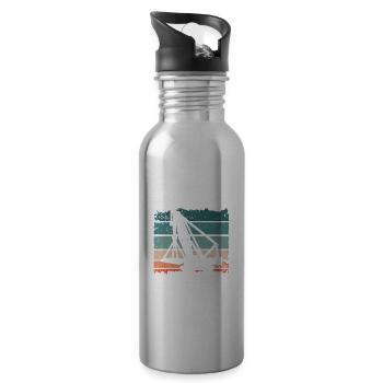 Kranführer Papa Kranfahrer Vater - Trinkflasche mit integriertem Trinkhalm - Lightsilver - Rechts