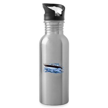 Kapitän Boot Segeln Schiff Therapie - Trinkflasche mit integriertem Trinkhalm - Lightsilver - Rechts