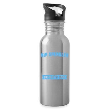 Spengler Beruf Bauspengler Sprüche - Trinkflasche mit integriertem Trinkhalm - Lightsilver - Rechts