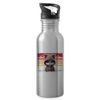 Retro Katze Kaffee - Trinkflasche mit integriertem Trinkhalm - Lightsilver - Rechts