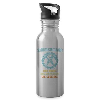 Zimmermann Job Zimmerer - Trinkflasche mit integriertem Trinkhalm - Lightsilver - Rechts
