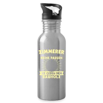 Zimmermann Zimmerer Zimmerleute - Trinkflasche mit integriertem Trinkhalm - Lightsilver - Rechts