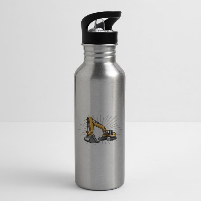 Baggerführer Bagger Baggerfahrer Trinkflasche mit integriertem Trinkhalm