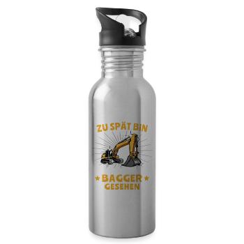 Baggerführer Bagger Baggerfahrer - Trinkflasche mit integriertem Trinkhalm - Lightsilver - Rechts