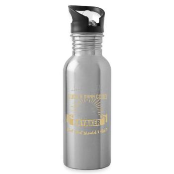 Kayaker Kayak Kayaking - Water bottle with straw - silver - Right