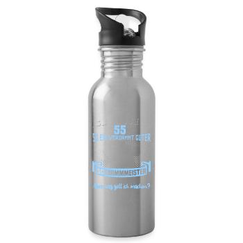 Schwimmmeister 55. Geburtstag 55 Jahre Bademeister - Trinkflasche mit integriertem Trinkhalm - Lightsilver - Rechts