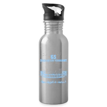Schwimmmeister Geburtstag 65 Jahre alt - Trinkflasche mit integriertem Trinkhalm - Lightsilver - Rechts