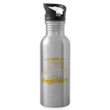 Baggerführer Baggerfahrer - Trinkflasche mit integriertem Trinkhalm - Lightsilver - Rechts
