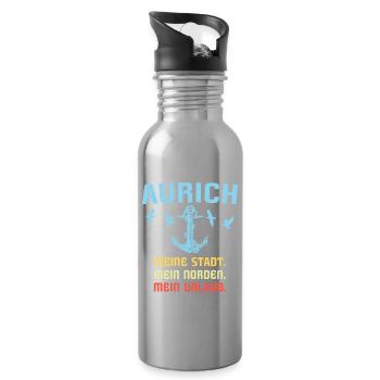 Aurich Sprüche Auricher Spruch - Trinkflasche mit integriertem Trinkhalm - Lightsilver - Rechts