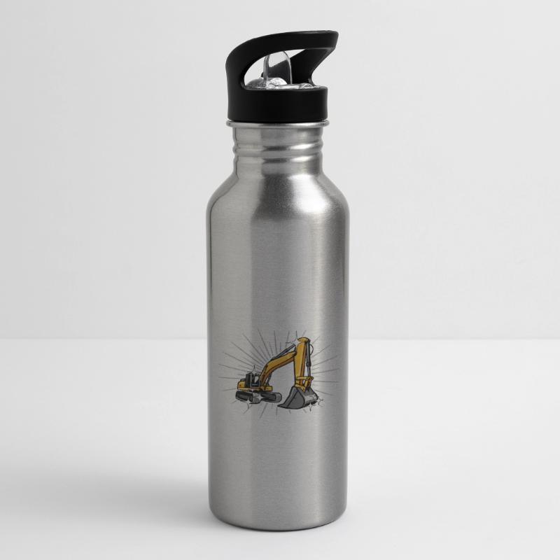 Baggerführer Bagger Baggerfahrer Trinkflasche mit integriertem Trinkhalm