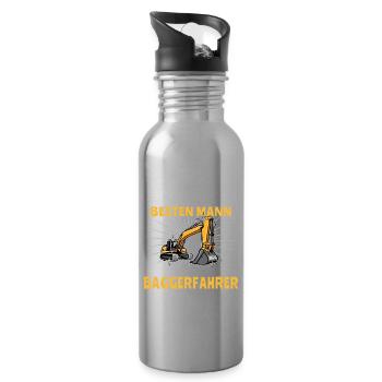 Baggerführer Bagger Baggerfahrer - Trinkflasche mit integriertem Trinkhalm - Lightsilver - Rechts