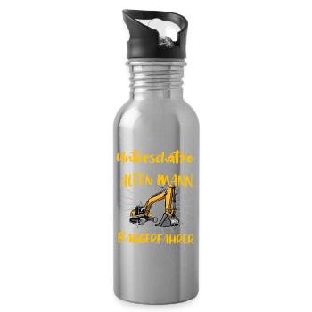 Baggerführer Bagger Baggerfahrer - Trinkflasche mit integriertem Trinkhalm - Lightsilver - Rechts