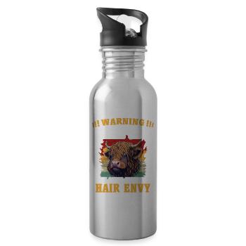 Hochlandrinder Cattle Highland Cow - Trinkflasche mit integriertem Trinkhalm - Lightsilver - Rechts