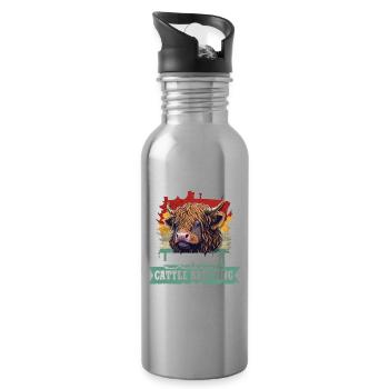 Hochlandrind Cattle Cow - Trinkflasche mit integriertem Trinkhalm - Lightsilver - Rechts