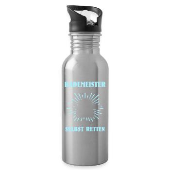 Schwimmmeister Bademeister Badmeister - Trinkflasche mit integriertem Trinkhalm - Lightsilver - Rechts