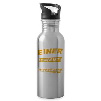Klüger Als Du - Trinkflasche mit integriertem Trinkhalm - Lightsilver - Rechts