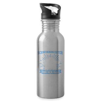 Bademeister Schwimmmeister - Trinkflasche mit integriertem Trinkhalm - Lightsilver - Rechts