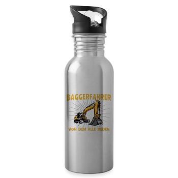 Baggerfuehrer Sprüche - Trinkflasche mit integriertem Trinkhalm - Lightsilver - Rechts