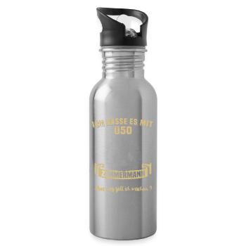 Zimmermann Ü40 Geburtstag 40 Jahre Zimmerer - Trinkflasche mit integriertem Trinkhalm - Lightsilver - Rechts