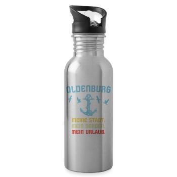 Oldenburg Sprüche Oldenburger Spruch - Trinkflasche mit integriertem Trinkhalm - Lightsilver - Rechts