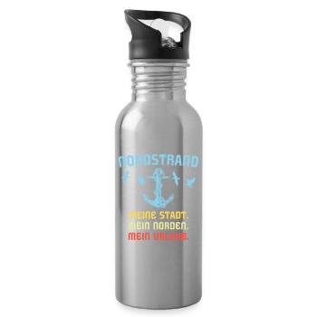 Nordstrand Sprüche Nordstrander Spruch - Trinkflasche mit integriertem Trinkhalm - Lightsilver - Rechts