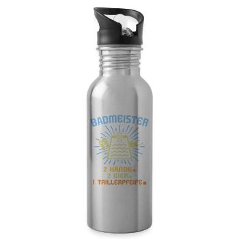 Schwimmmeister Sprüche Bademeister - Trinkflasche mit integriertem Trinkhalm - Lightsilver - Rechts