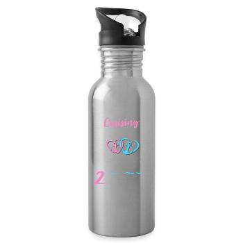 Cruise Couple Sea Voyage Cruise Ship - Water bottle with straw - silver - Right