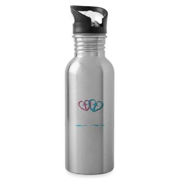Cruise Couple Sea Voyage Cruise Ship - Water bottle with straw - silver - Right