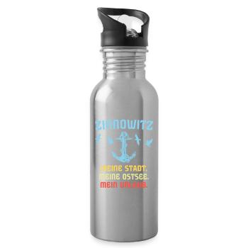Zinnowitz Sprüche Zinnowitzer Spruch - Trinkflasche mit integriertem Trinkhalm - Lightsilver - Rechts