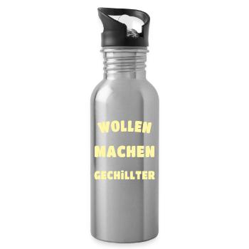 Wollen Machen Chillen - Trinkflasche mit integriertem Trinkhalm - Lightsilver - Rechts