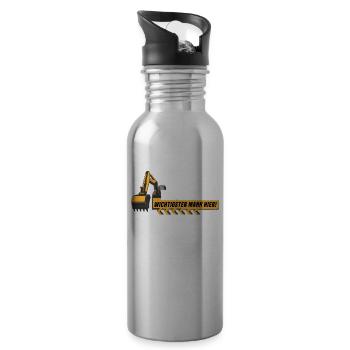 Baggerfahrer Bagger - Trinkflasche mit integriertem Trinkhalm - Lightsilver - Rechts