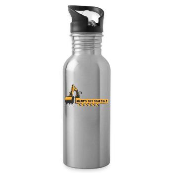 Baggerfahrer Bagger - Trinkflasche mit integriertem Trinkhalm - Lightsilver - Rechts