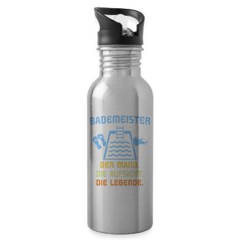 Schwimmmeister Bademeister - Trinkflasche mit integriertem Trinkhalm - Lightsilver - Rechts