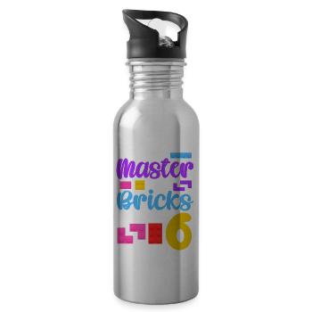 The master of bricks is turning 6 - Trinkflasche mit integriertem Trinkhalm - Lightsilver - Rechts