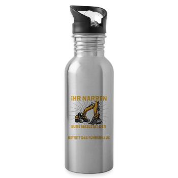 Baggerfuehrer Baggerfahrer - Trinkflasche mit integriertem Trinkhalm - Lightsilver - Rechts