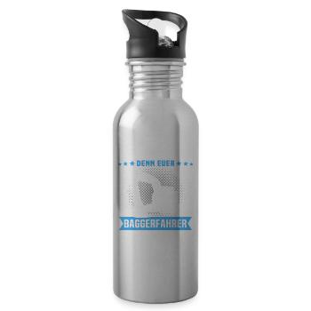 Baggerfuehrer Baggerfahrer - Trinkflasche mit integriertem Trinkhalm - Lightsilver - Rechts