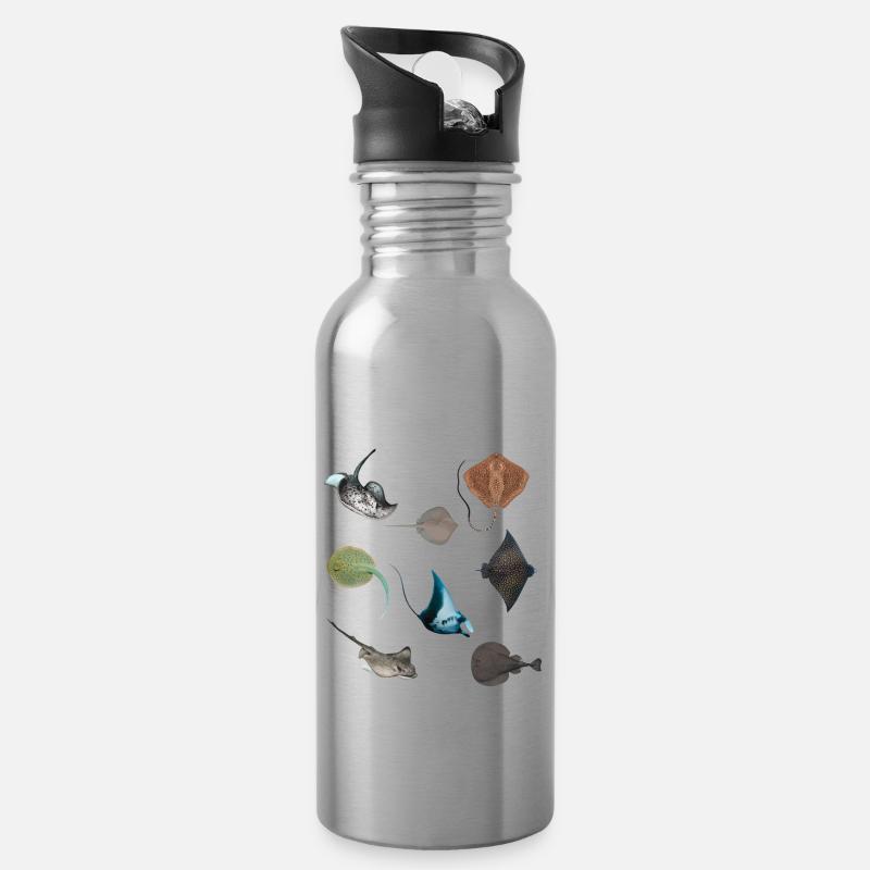 Manta Rochen Arten Geschenk Meeresbiologie Tauchen - Trinkflasche mit integriertem Trinkhalm - Lightsilver