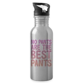 no pants are the best pants Design for a joke fan - Trinkflasche mit integriertem Trinkhalm - Lightsilver - Rechts