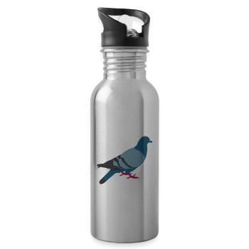 Taube Taubenzüchter Geschenk Brieftauben - Trinkflasche mit integriertem Trinkhalm - Lightsilver - Rechts