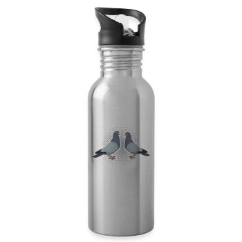 Taube Taubenzüchter Geschenk Brieftauben - Trinkflasche mit integriertem Trinkhalm - Lightsilver - Rechts